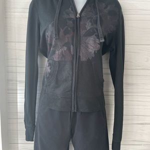 SO-Black hoodie with pretty floral print.
